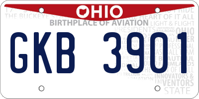 OH license plate GKB3901