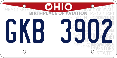OH license plate GKB3902