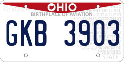 OH license plate GKB3903