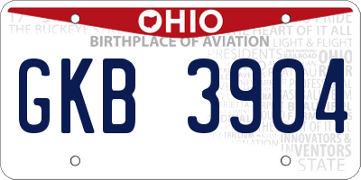 OH license plate GKB3904