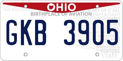 OH license plate GKB3905