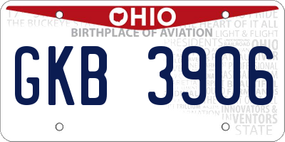 OH license plate GKB3906