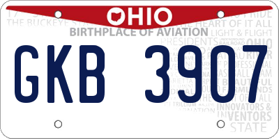 OH license plate GKB3907