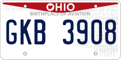 OH license plate GKB3908