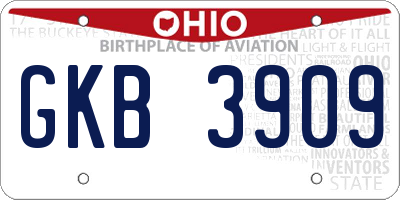 OH license plate GKB3909