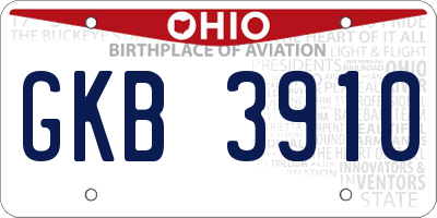 OH license plate GKB3910