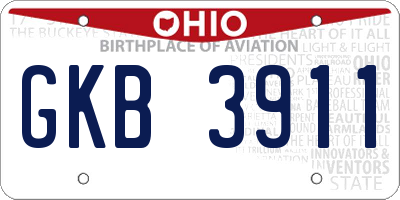 OH license plate GKB3911