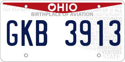 OH license plate GKB3913