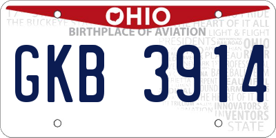 OH license plate GKB3914