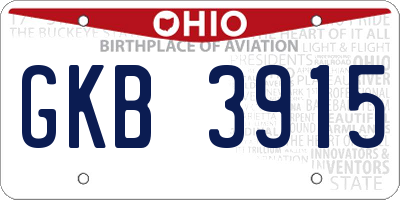 OH license plate GKB3915