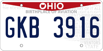 OH license plate GKB3916