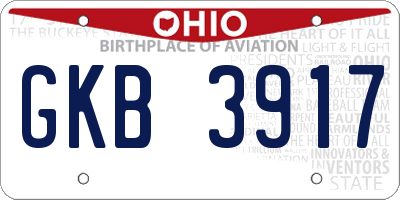 OH license plate GKB3917