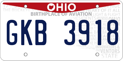OH license plate GKB3918