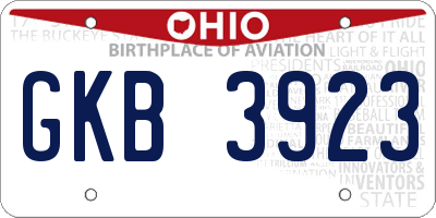 OH license plate GKB3923