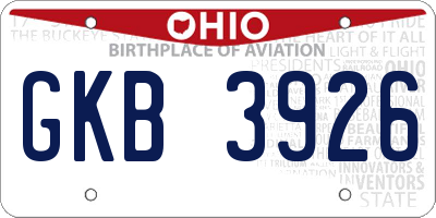 OH license plate GKB3926