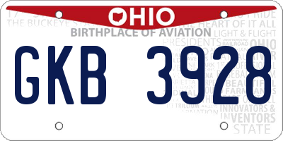 OH license plate GKB3928