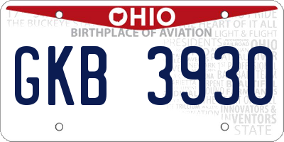 OH license plate GKB3930