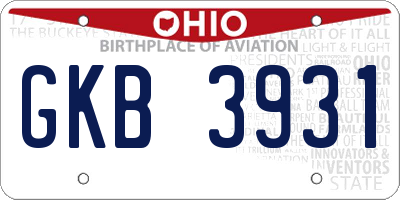 OH license plate GKB3931