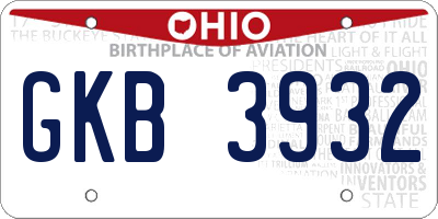 OH license plate GKB3932