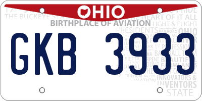 OH license plate GKB3933