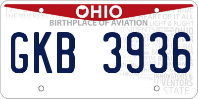 OH license plate GKB3936