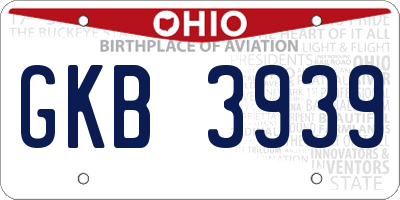 OH license plate GKB3939