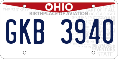OH license plate GKB3940