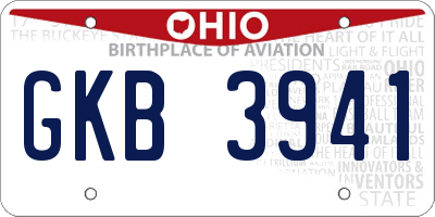 OH license plate GKB3941