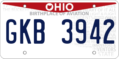OH license plate GKB3942