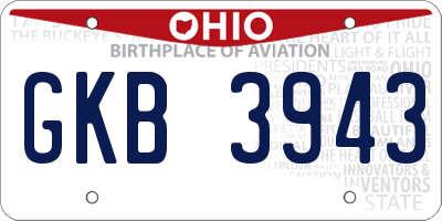 OH license plate GKB3943