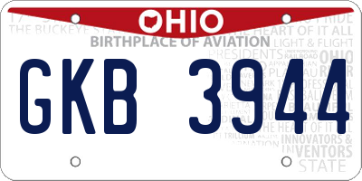 OH license plate GKB3944
