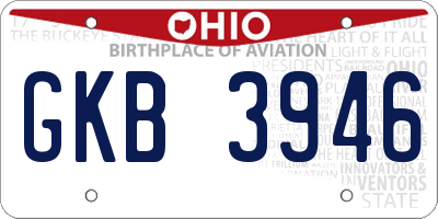 OH license plate GKB3946