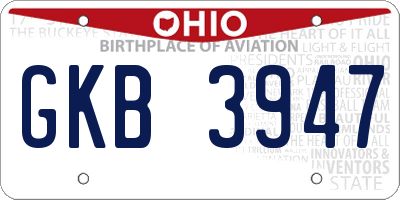 OH license plate GKB3947