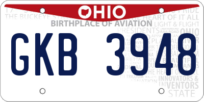 OH license plate GKB3948
