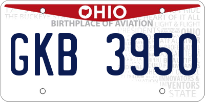 OH license plate GKB3950