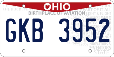 OH license plate GKB3952