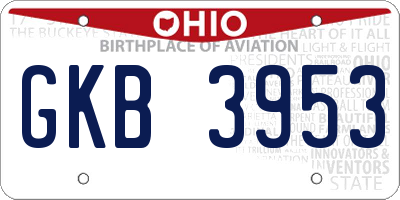 OH license plate GKB3953