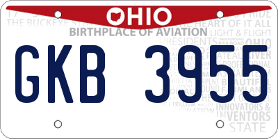 OH license plate GKB3955