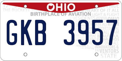 OH license plate GKB3957
