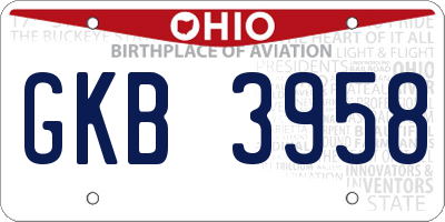 OH license plate GKB3958