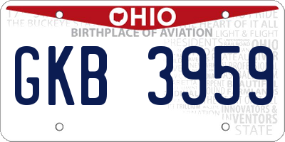 OH license plate GKB3959
