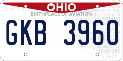 OH license plate GKB3960