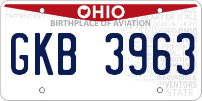 OH license plate GKB3963