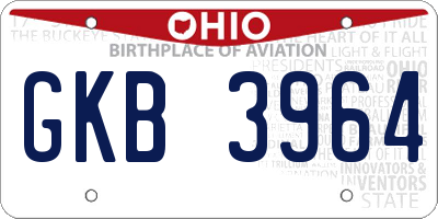 OH license plate GKB3964