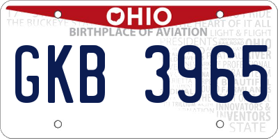 OH license plate GKB3965