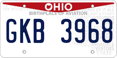 OH license plate GKB3968