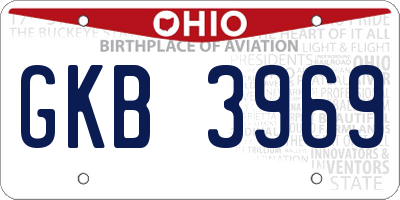 OH license plate GKB3969