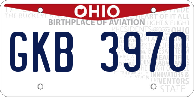 OH license plate GKB3970