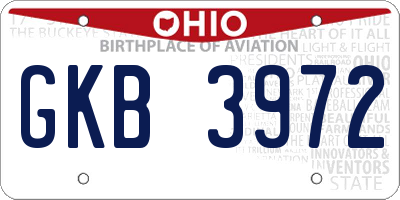 OH license plate GKB3972