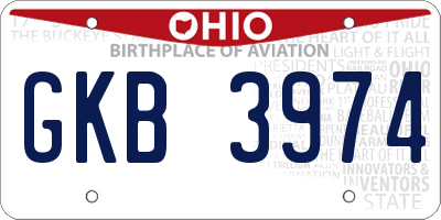 OH license plate GKB3974